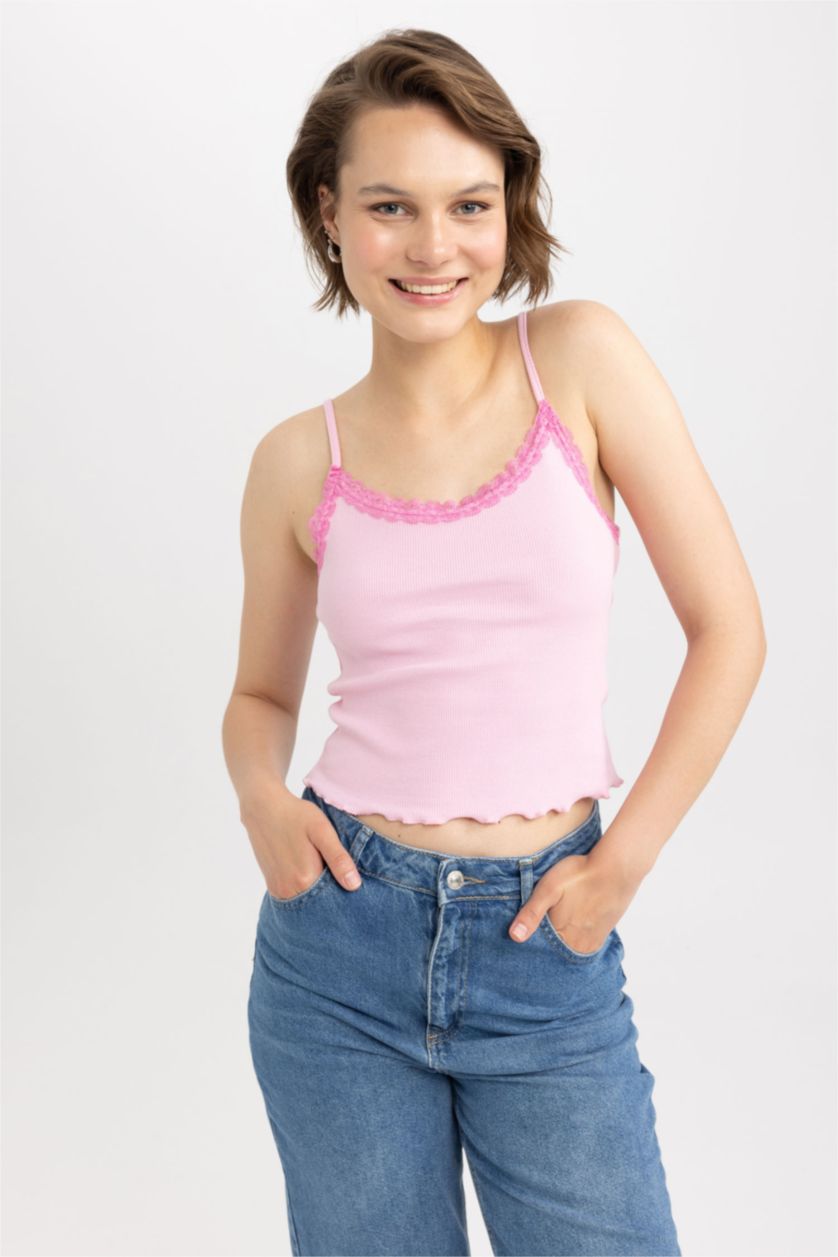 FEMME Rose Top Court Coton Coupe Slim