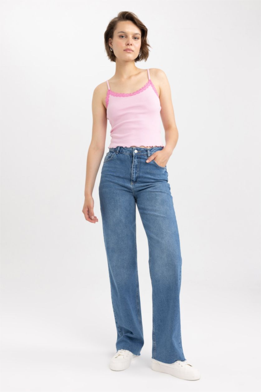 FEMME Rose Top Court Coton Coupe Slim