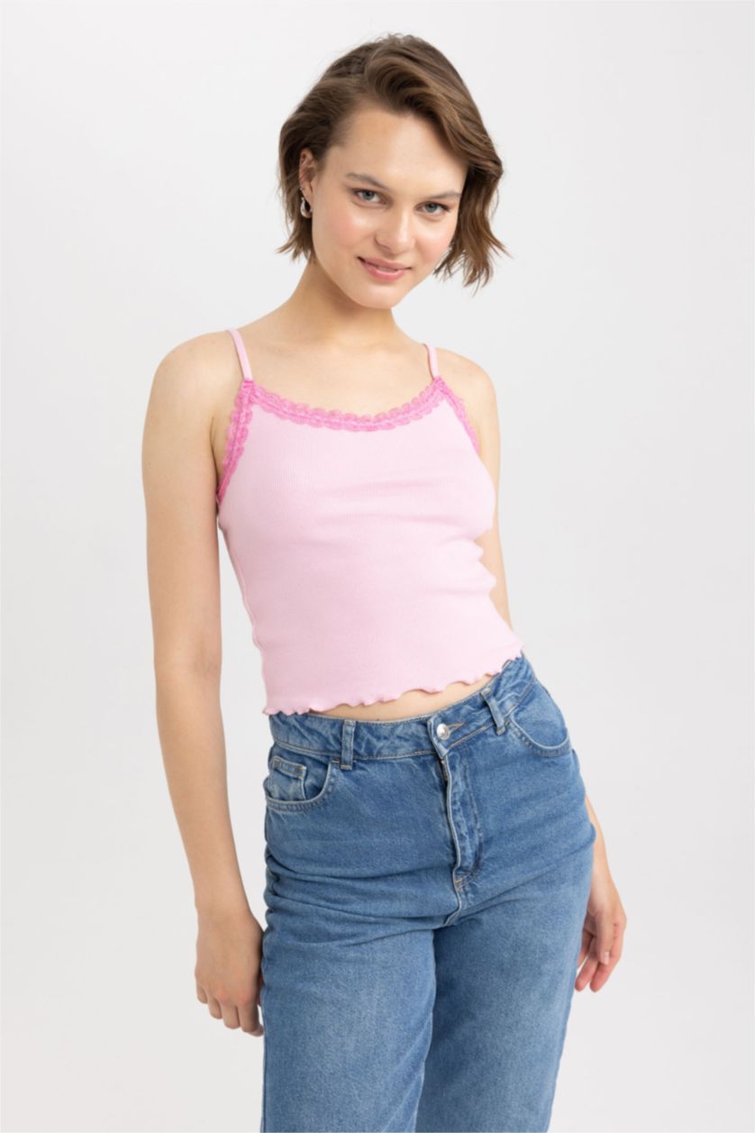 FEMME Rose Top Court Coton Coupe Slim