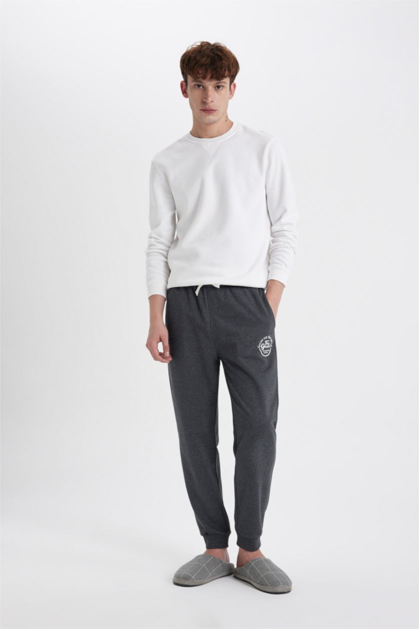 رجالي ميلانج رمادي بنطلون بيجاما قصة عادية بجيب