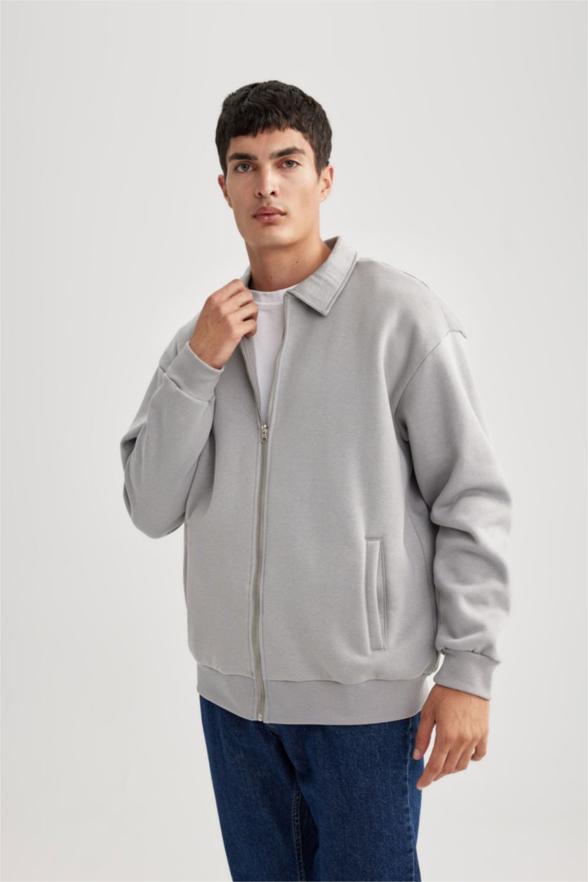 MAN Grey Oversize Fit Soft Fuzzy Cardigan