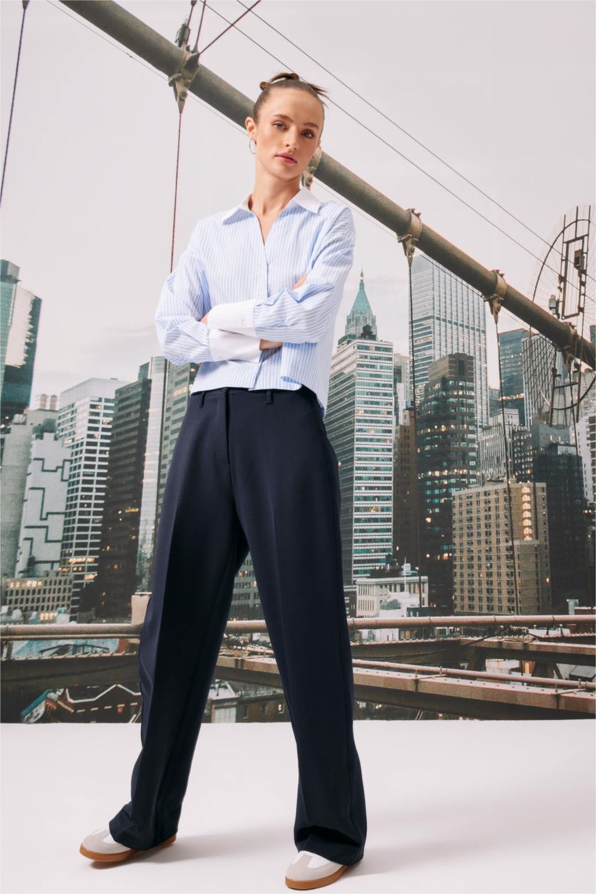 WOMAN NAVY Wide Leg Wide Leg Trousers