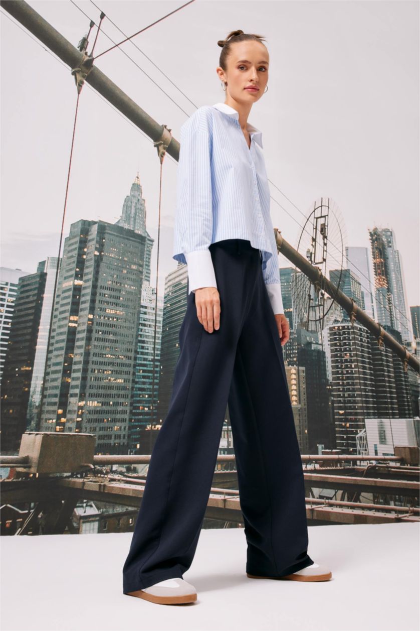 WOMAN NAVY Wide Leg Wide Leg Trousers