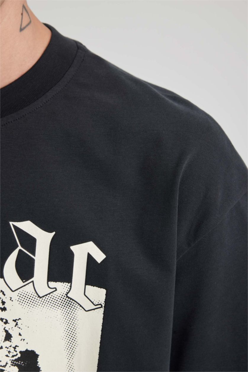 Man Anthracite Tupac Shakur Oversize Crew Neck T-Shirt