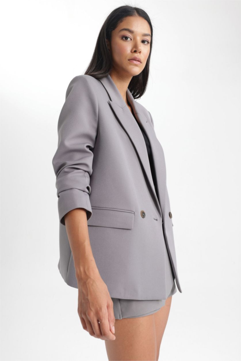 FEMME Gris Blazer Coupe Oversize À Manches Longue