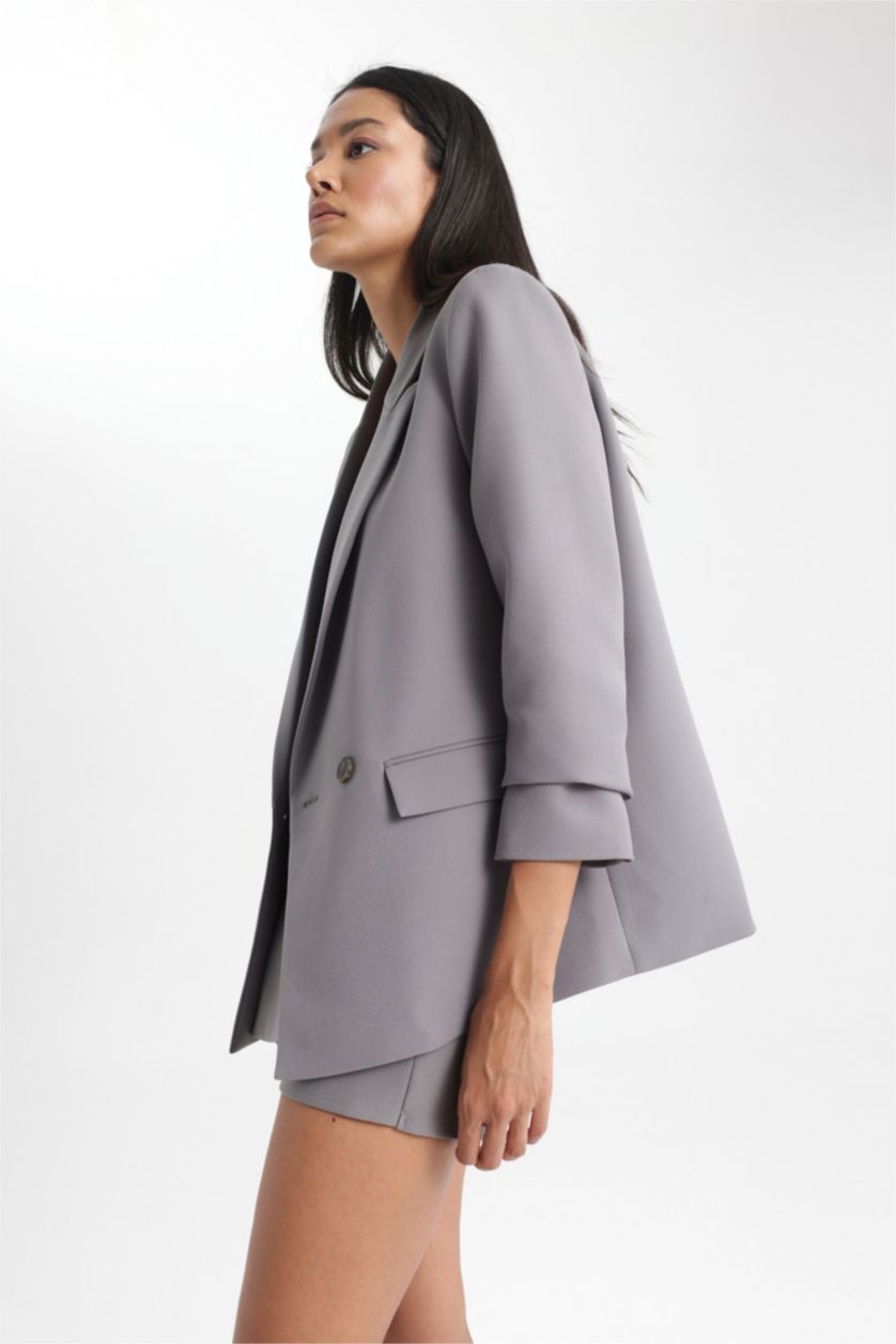 FEMME Gris Blazer Coupe Oversize À Manches Longue