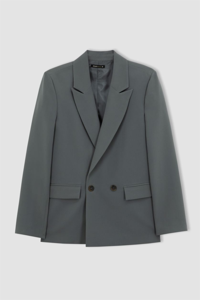 FEMME Gris Blazer Coupe Oversize À Manches Longue