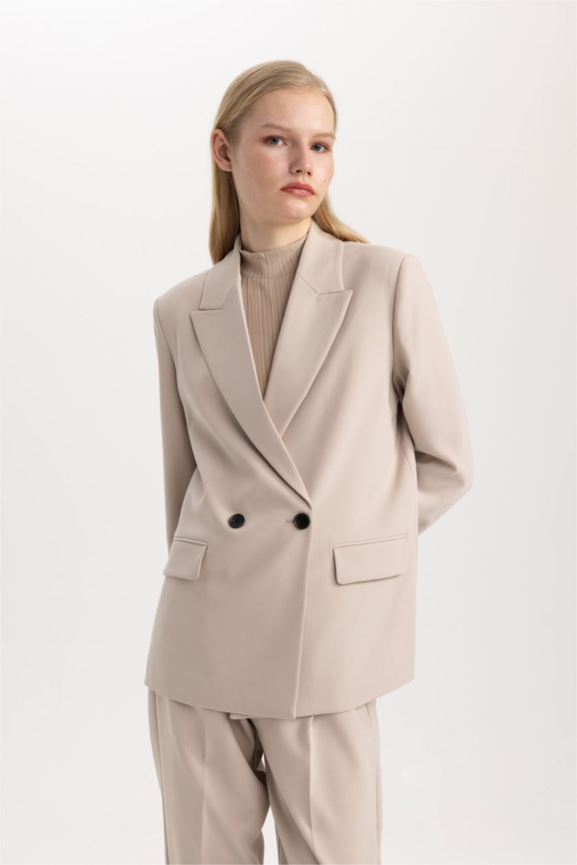 FEMME Beige Clair Veste Blazer Oversize
