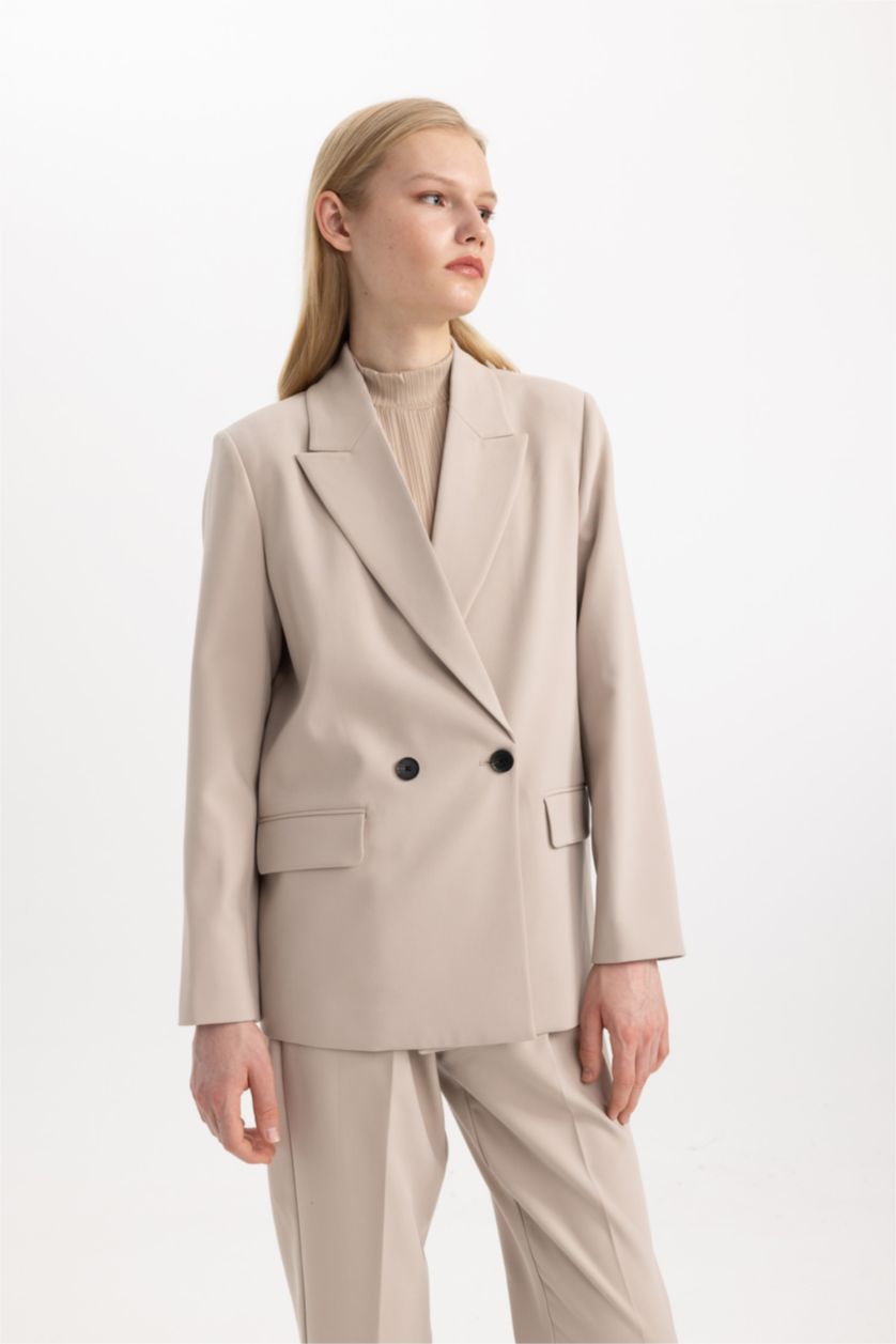 FEMME Beige Clair Veste Blazer Oversize
