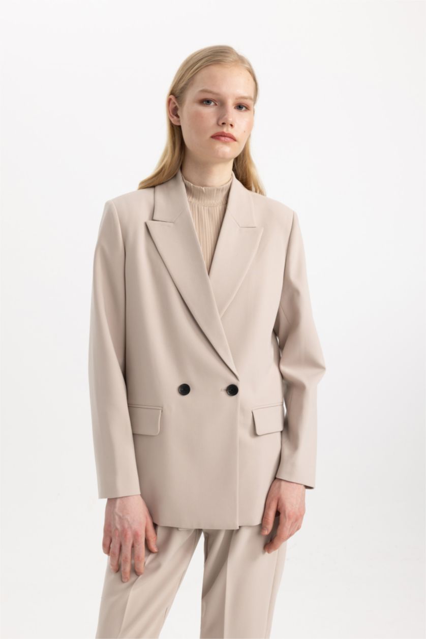 FEMME Beige Clair Veste Blazer Oversize