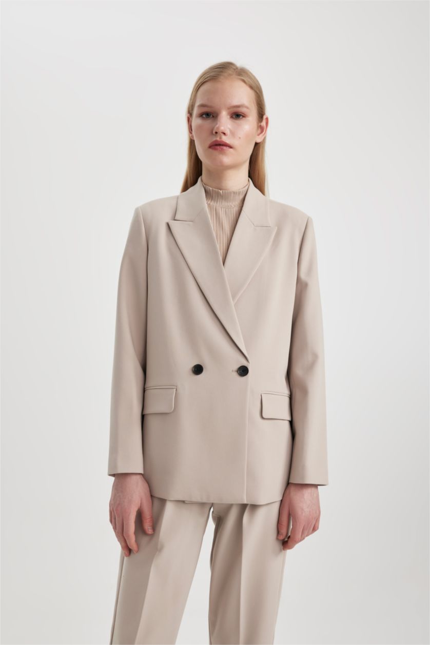 FEMME Beige Clair Veste Blazer Oversize
