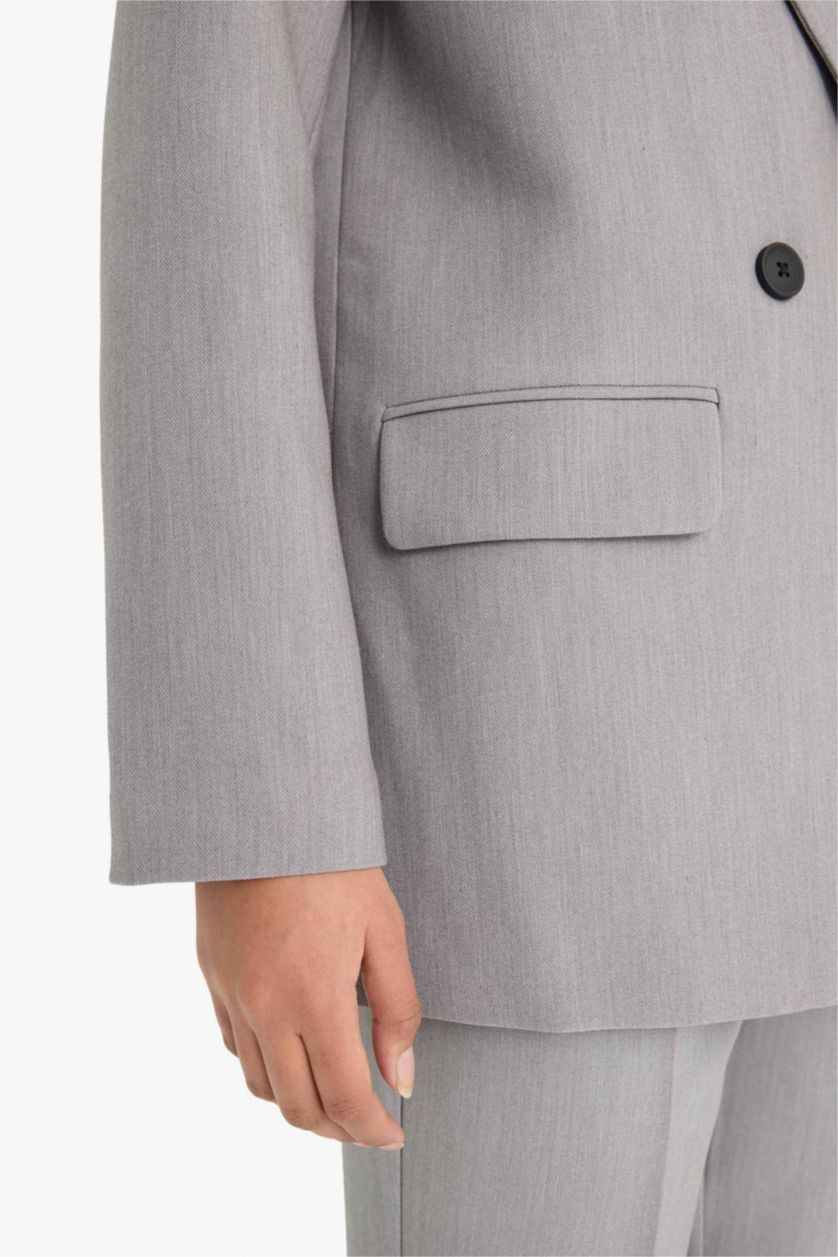 حريمي رمادي بليزر اوفر سايز قصة واسعة