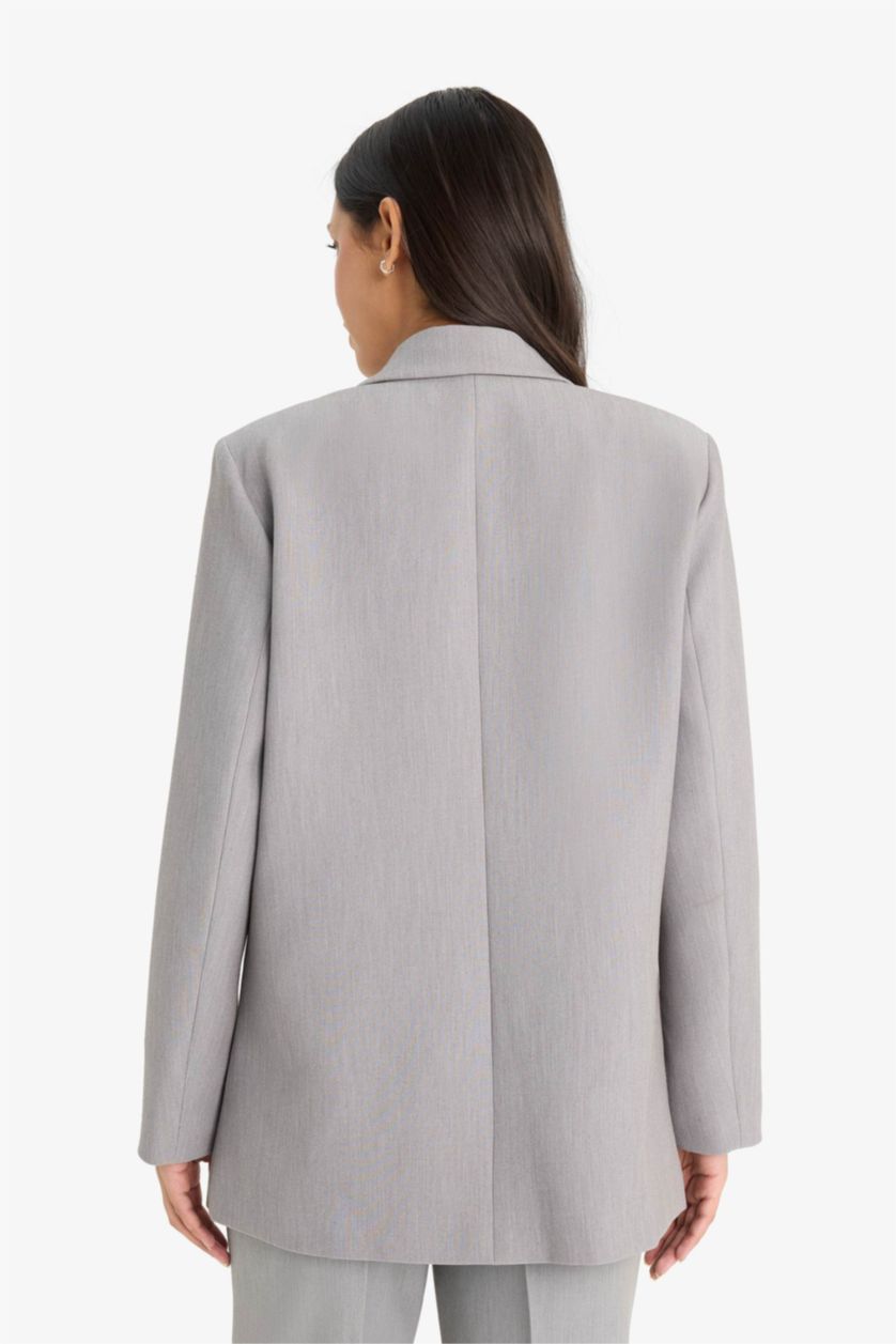 حريمي رمادي بليزر اوفر سايز قصة واسعة