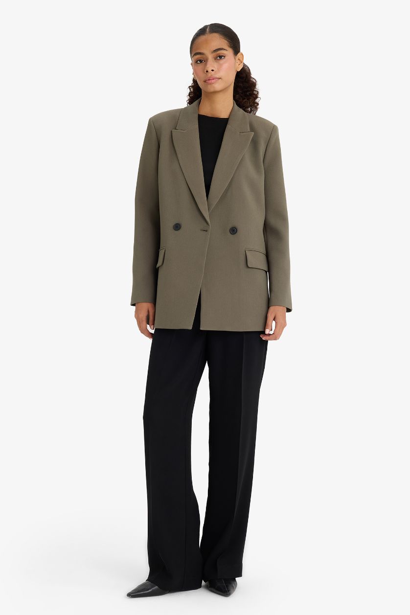 حريمي كاكي بليزر اوفر سايز قصة واسعة