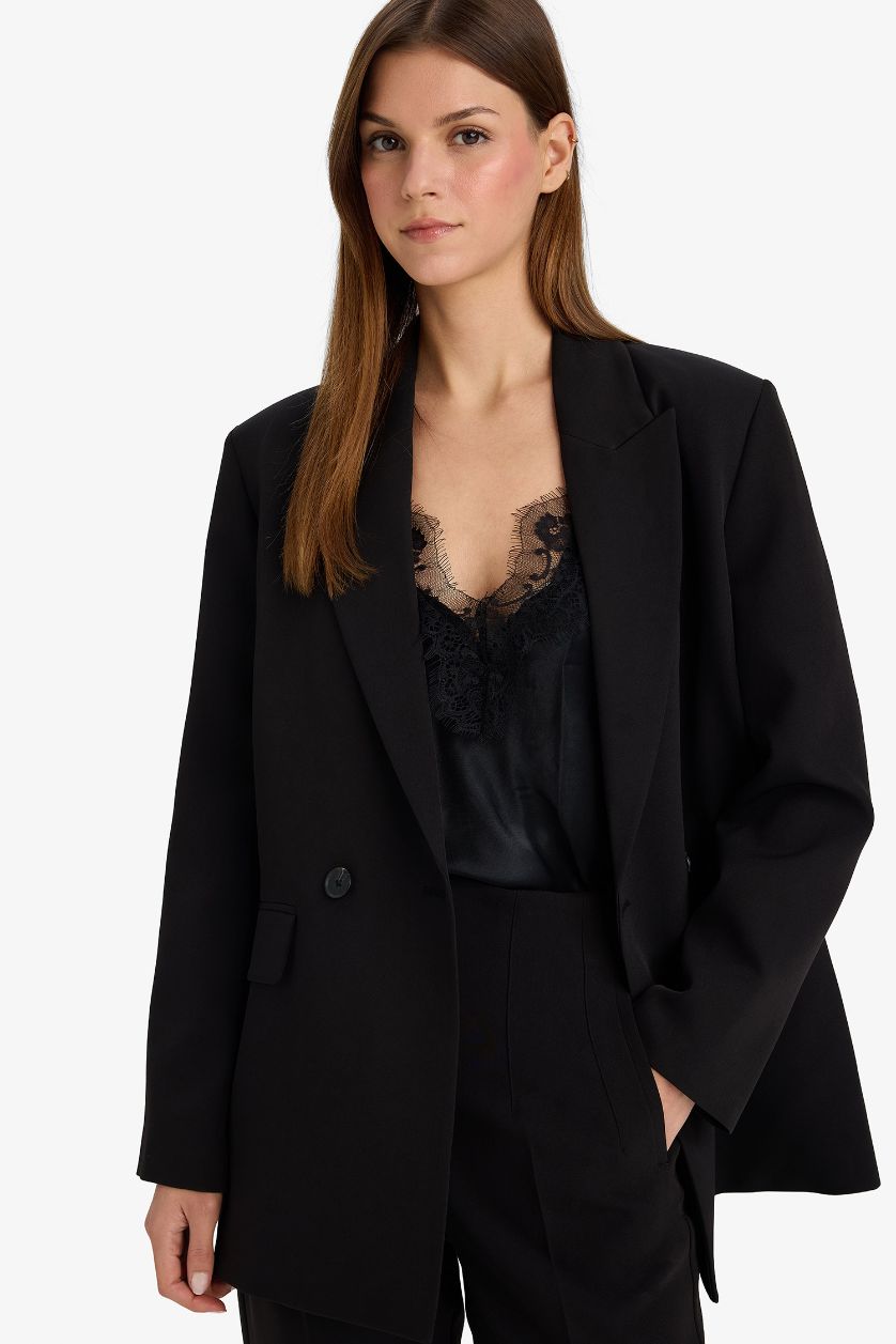 Woman Black Oversize Fit Blazer