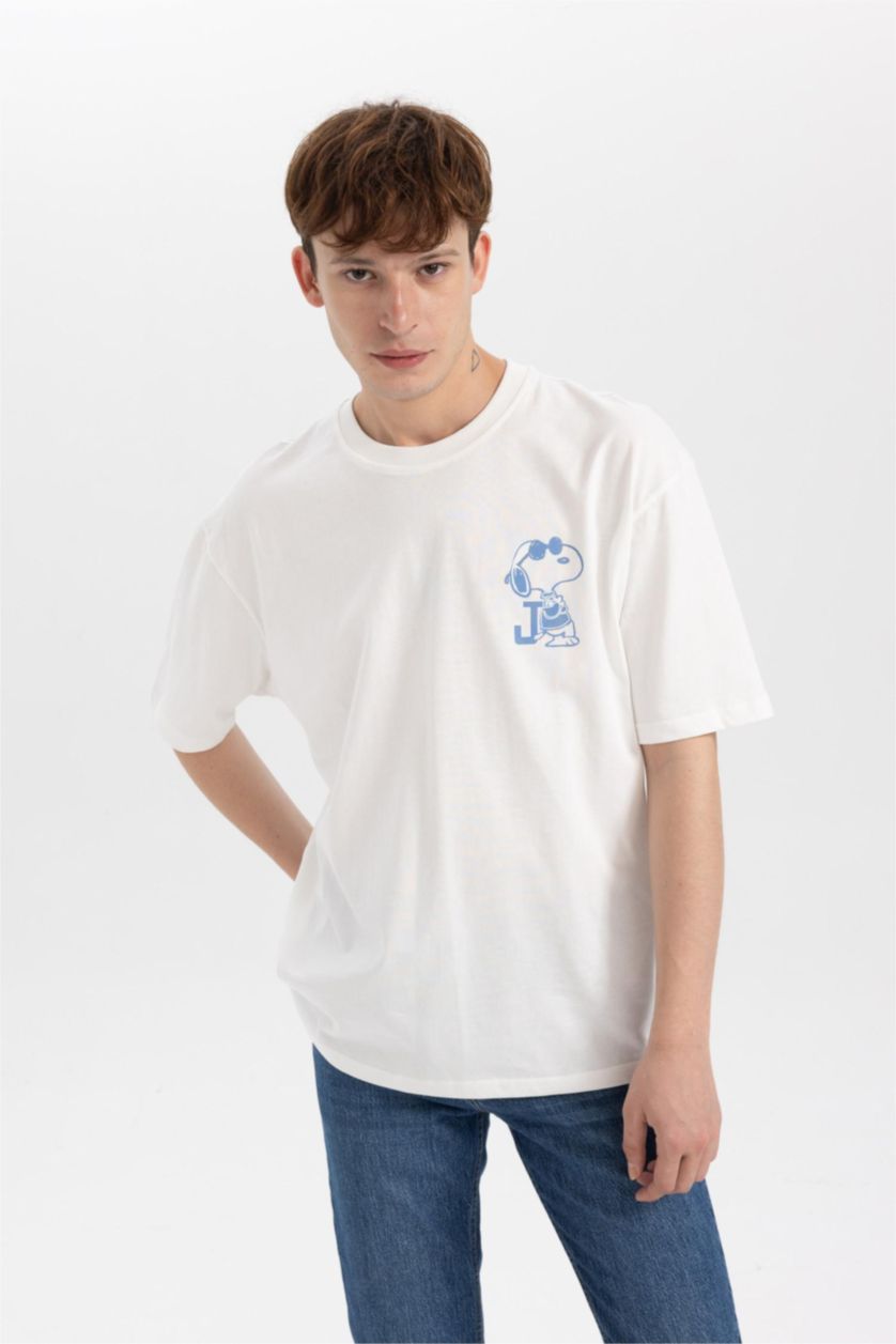 MAN Ecru Oversize Fit Short Sleeve T-Shirt