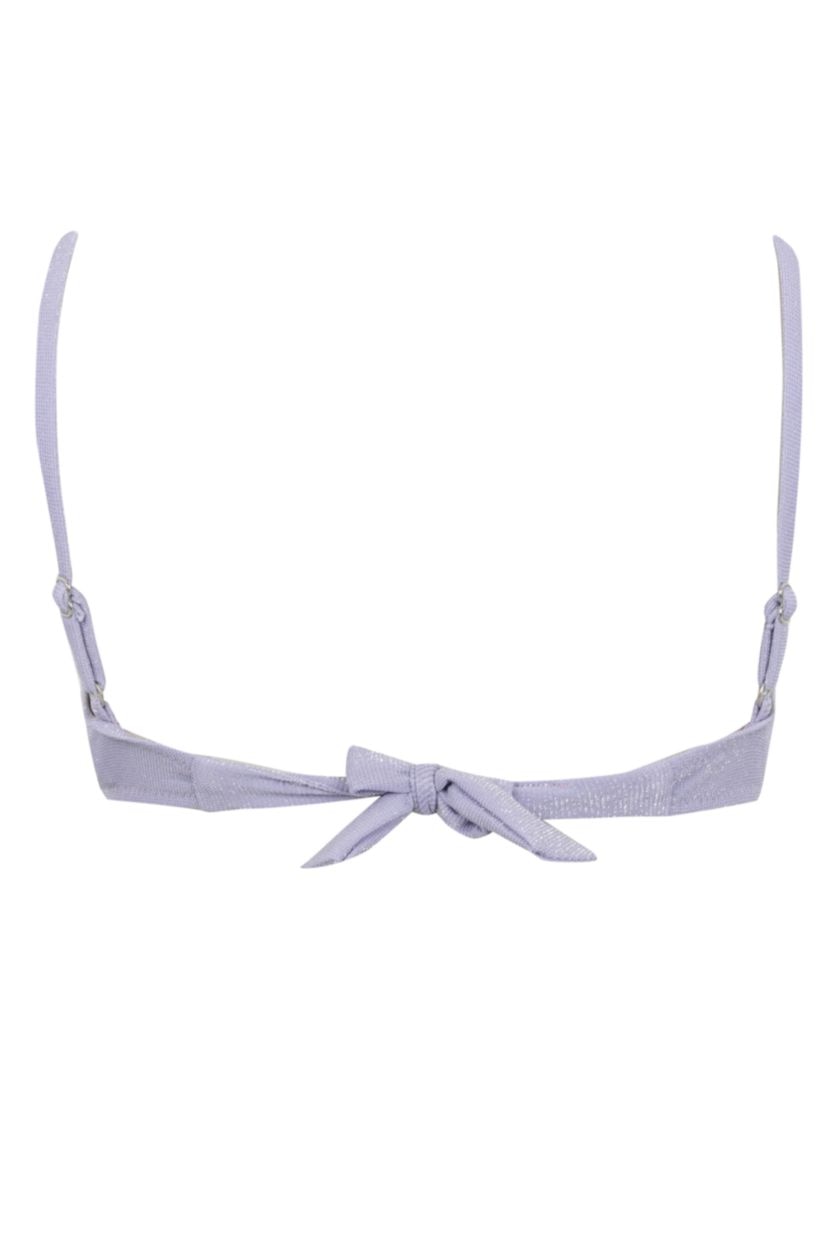 Kadın Lila Regular Fıt Simli Kumaş Bikini Üstü