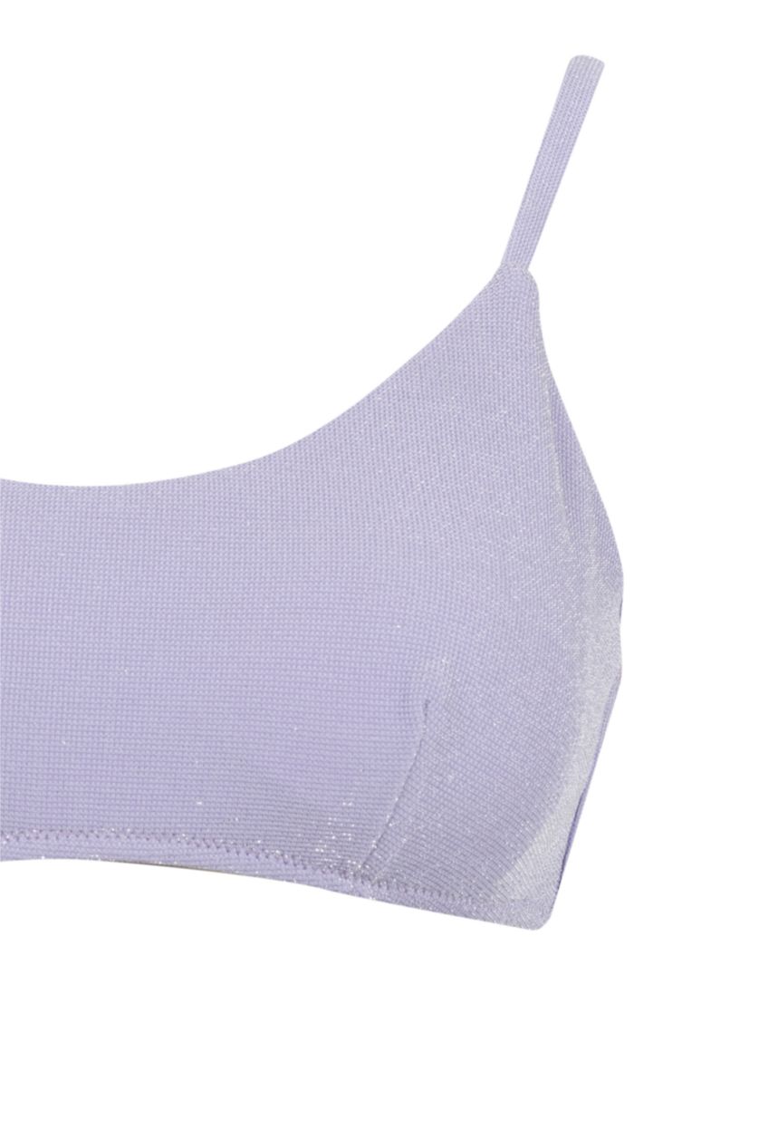 Kadın Lila Regular Fıt Simli Kumaş Bikini Üstü