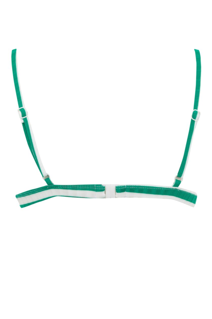 Woman Green Regular Fit Striped Ribana Bikini Top