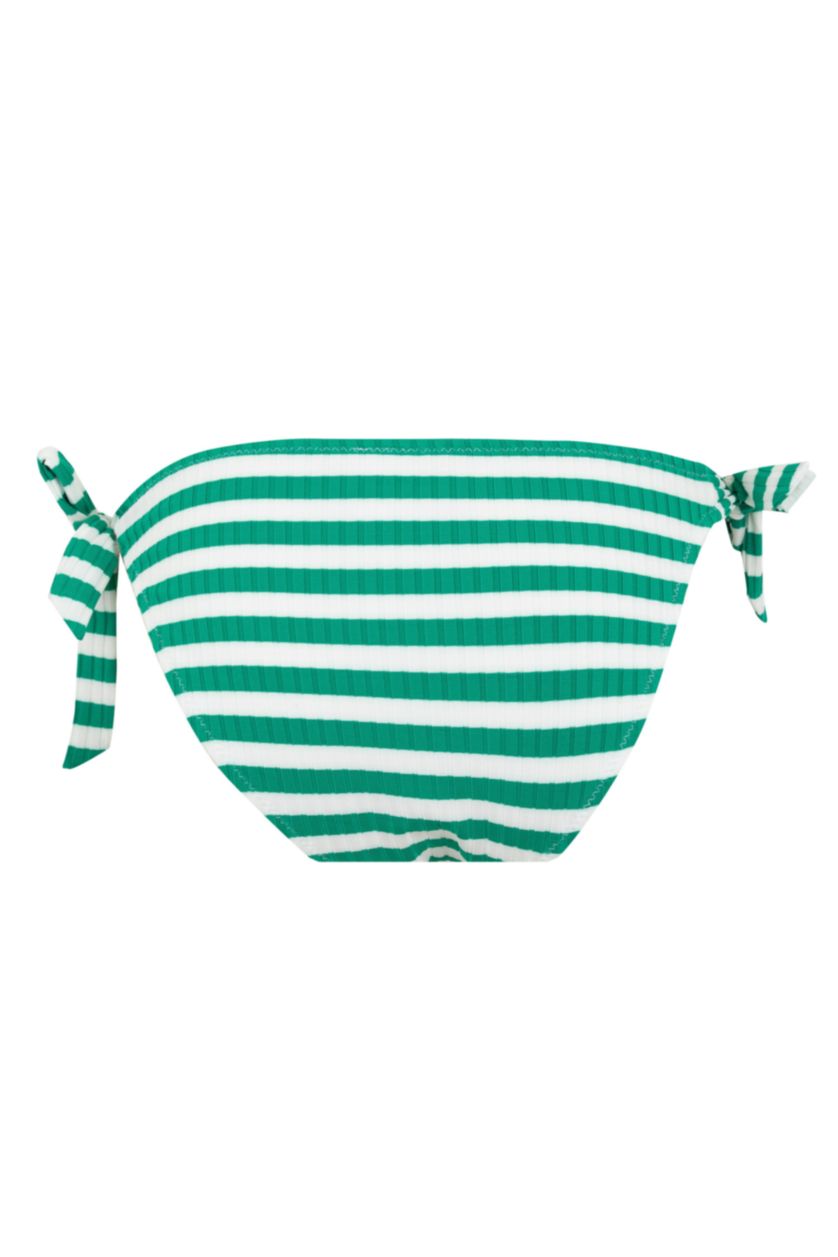 Woman Green Regular Fit Striped Ribana Bikini Bottom