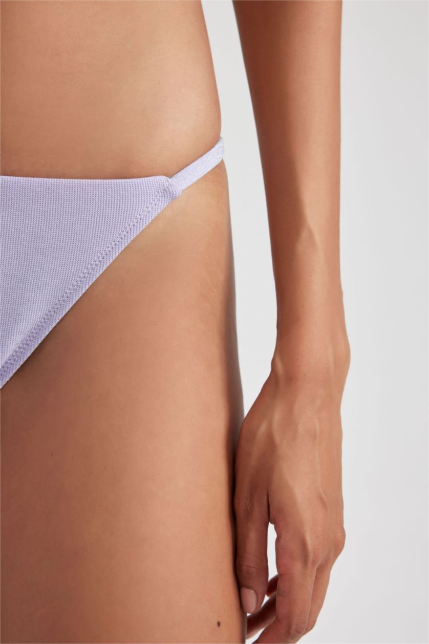 Kadın Lila Regular Fit Simli Kumaş Bikini Alt