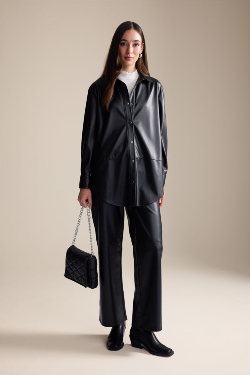 FEMME Noir Pantalon Coupe Droite