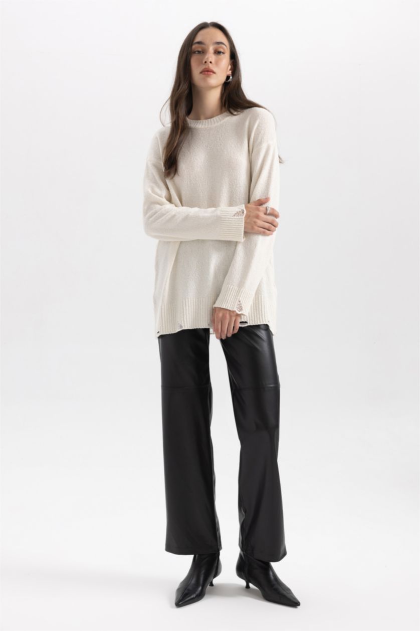 FEMME Noir Pantalon Coupe Droite