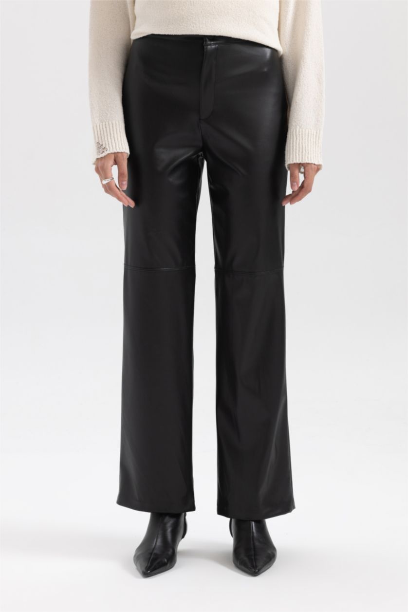 FEMME Noir Pantalon Coupe Droite