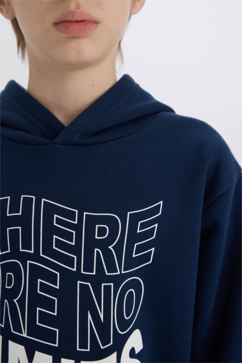 أولاد نيلي طقم أولادي سويت شيرت بغطاء للرأس مطبوع و سروال رياضي