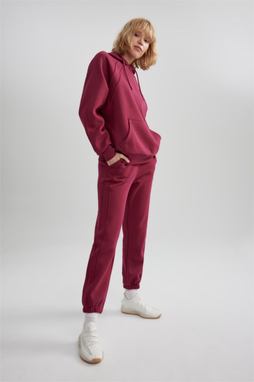 FEMME Bordeaux Sweat- Shirt Coupe Oversize Encapuchonné à Manches Longues De DefactoFit