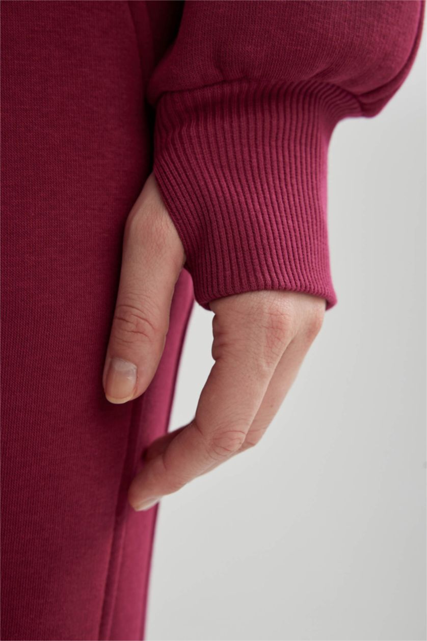 FEMME Bordeaux Sweat- Shirt Coupe Oversize Encapuchonné à Manches Longues De DefactoFit