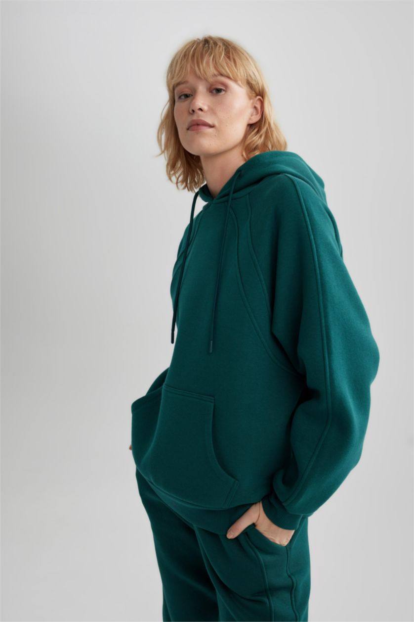 WOMAN Green Oversize Fit Long Sleeve Sweatshirt
