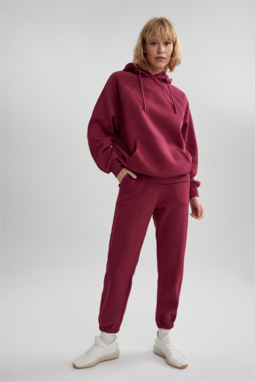 نساء خمري بنطلون سويت بانتس قصة عادية بجيب من DeFactoFit