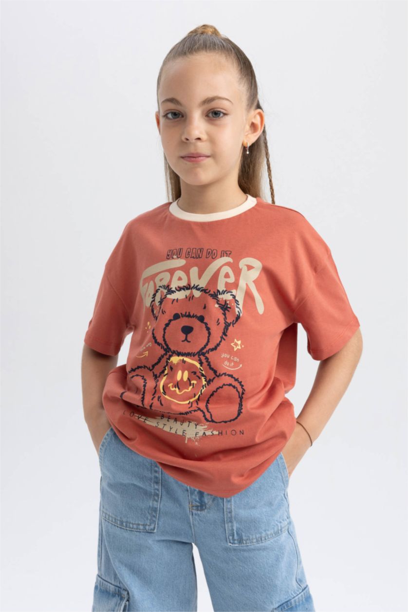 Девочки и подростки Оранжевый Футболка оверсайз для девочек