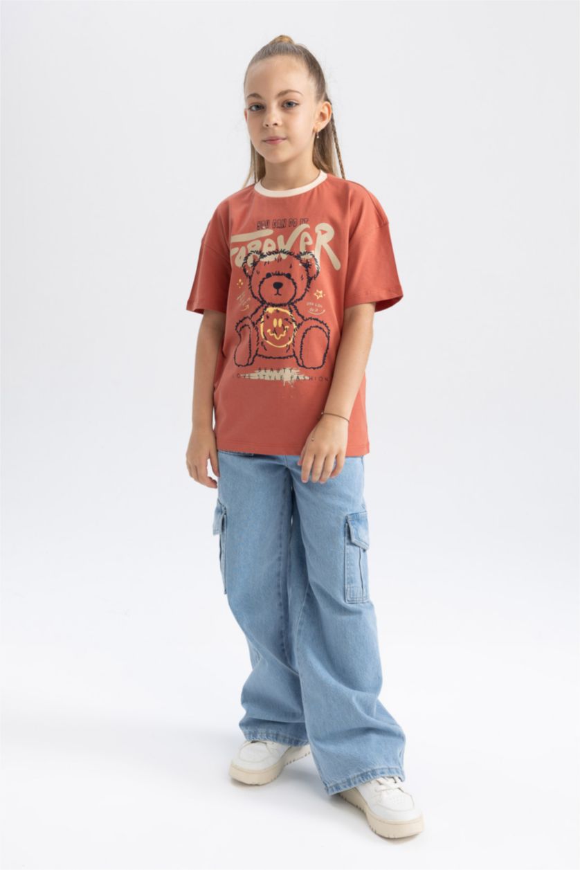 Девочки и подростки Оранжевый Футболка оверсайз для девочек