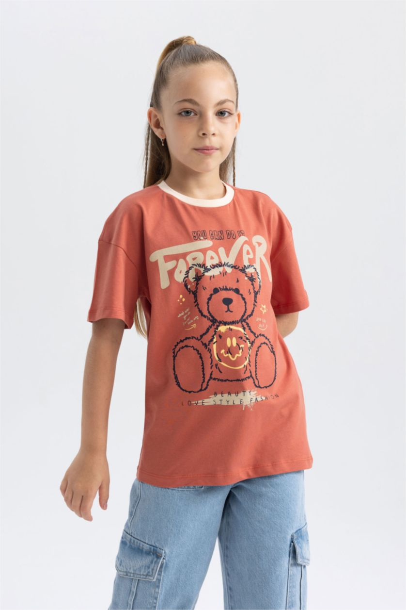 Девочки и подростки Оранжевый Футболка оверсайз для девочек