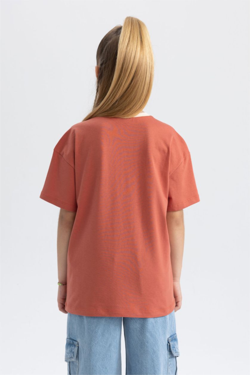 Девочки и подростки Оранжевый Футболка оверсайз для девочек