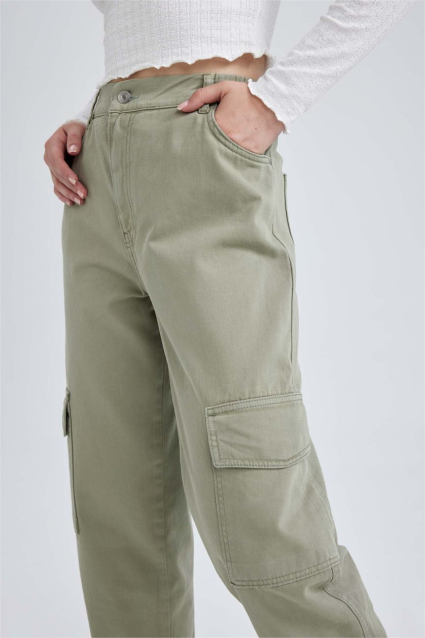 WOMAN Khaki Cargo Jogger Gabardine Trousers