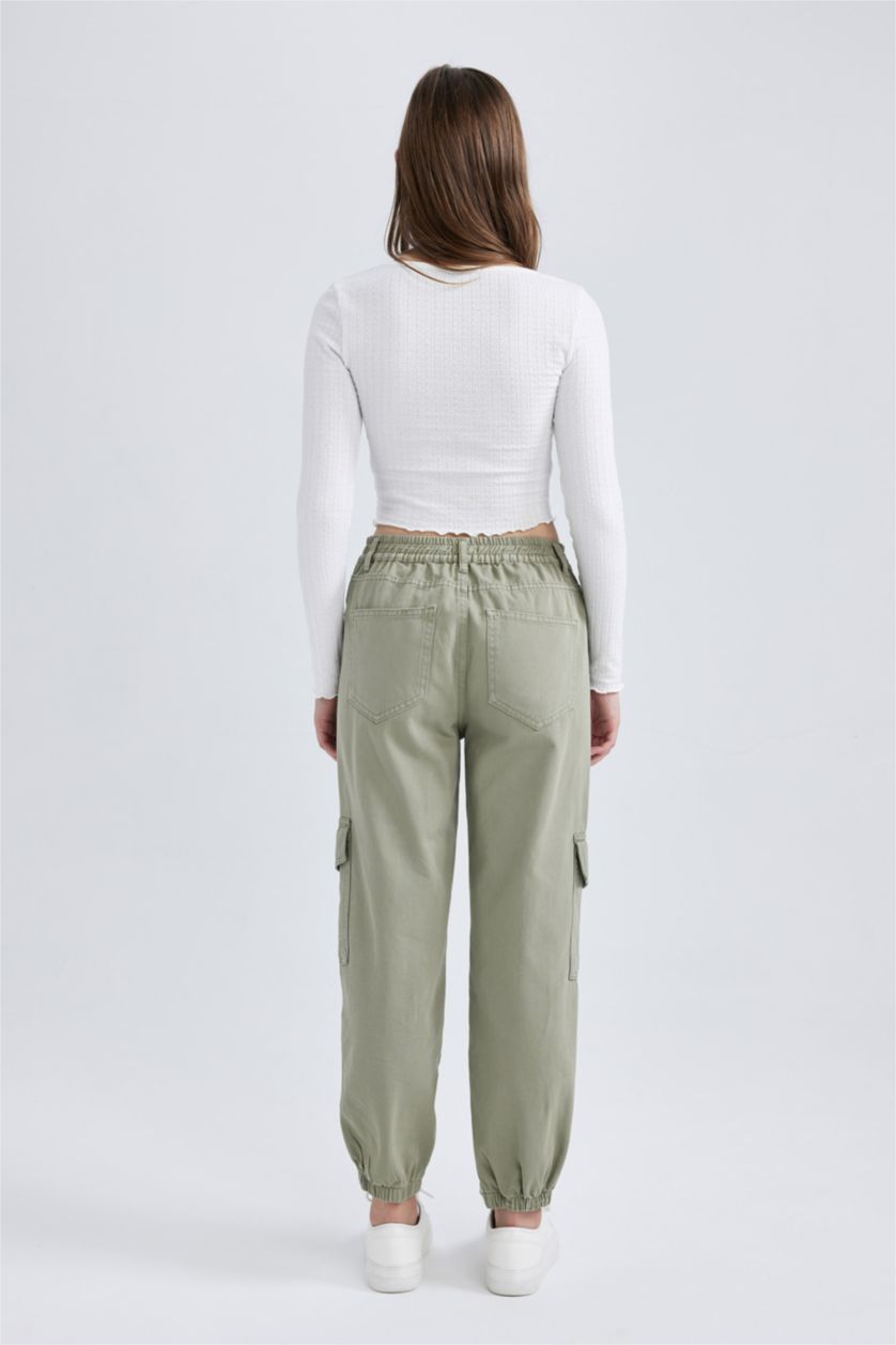 WOMAN Khaki Cargo Jogger Gabardine Trousers