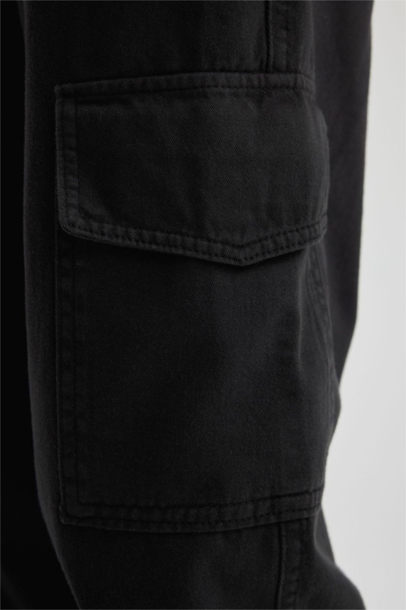 WOMAN Black Cargo Jogger Gabardine Trousers