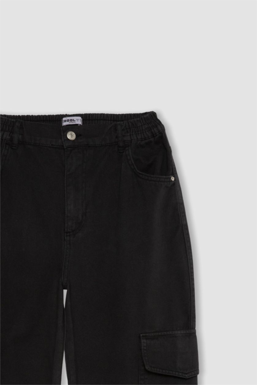 WOMAN Black Cargo Jogger Gabardine Trousers