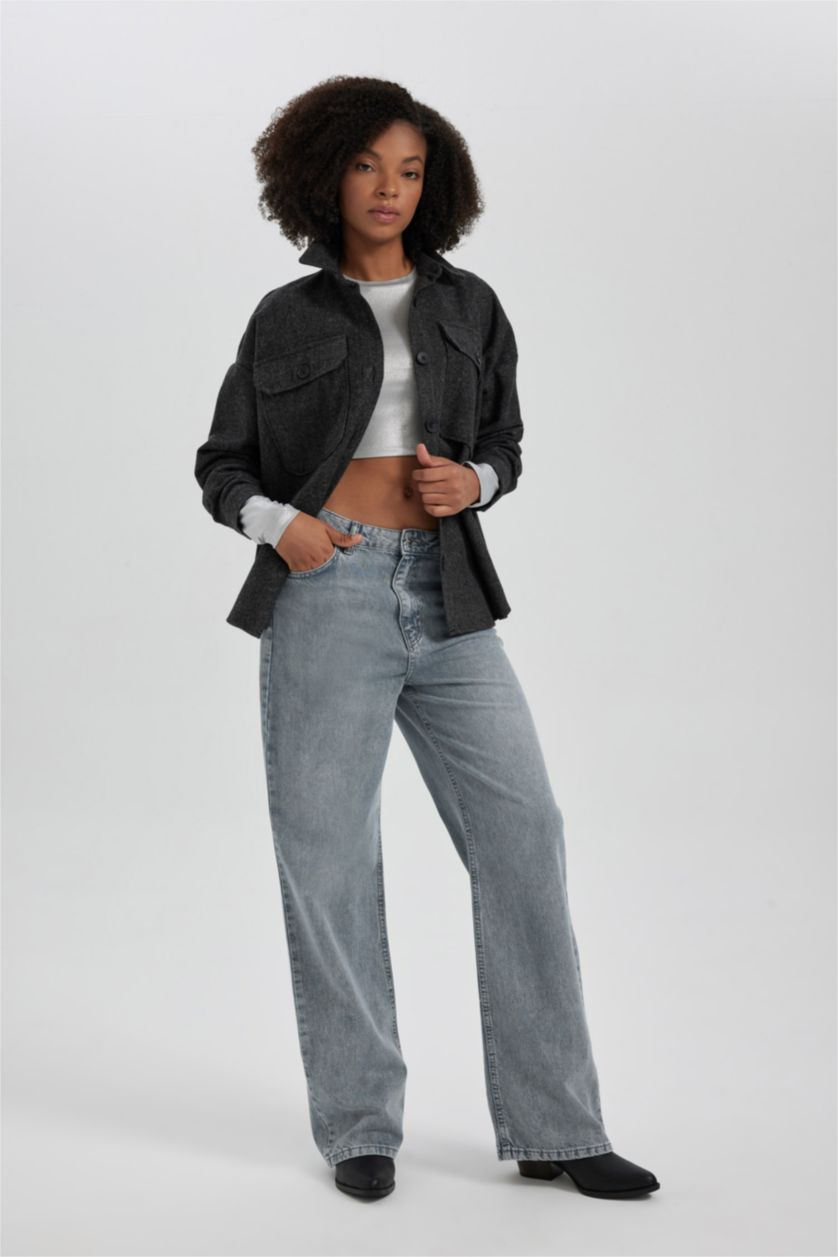 Женская Антрацит Туника оверсайз с длинным рукавом