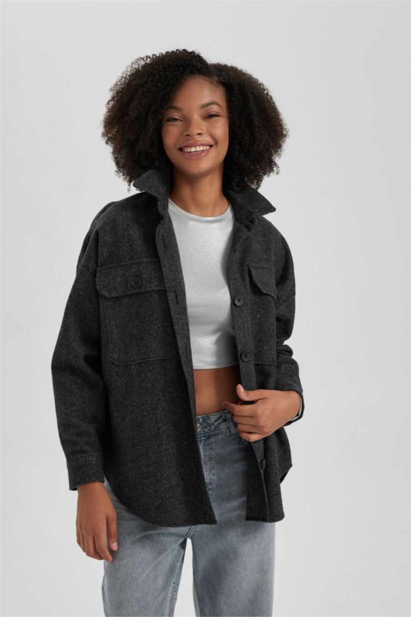 Женская Антрацит Туника оверсайз с длинным рукавом