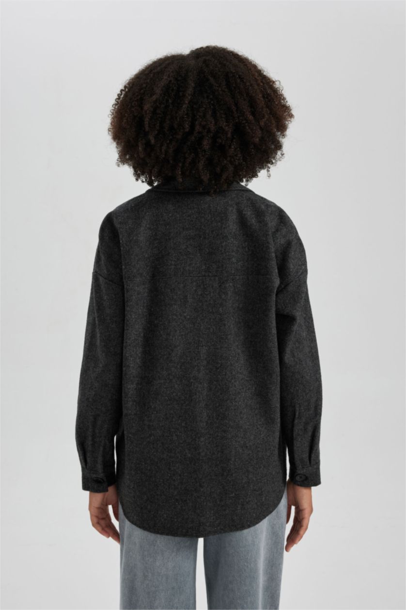 Женская Антрацит Туника оверсайз с длинным рукавом