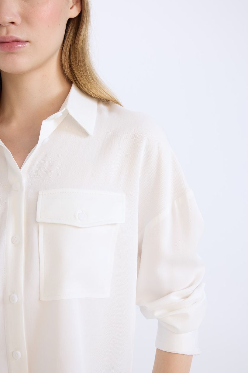 WOMAN White Regular Fit Shirt Collar Belmando Long Sleeve Shirt