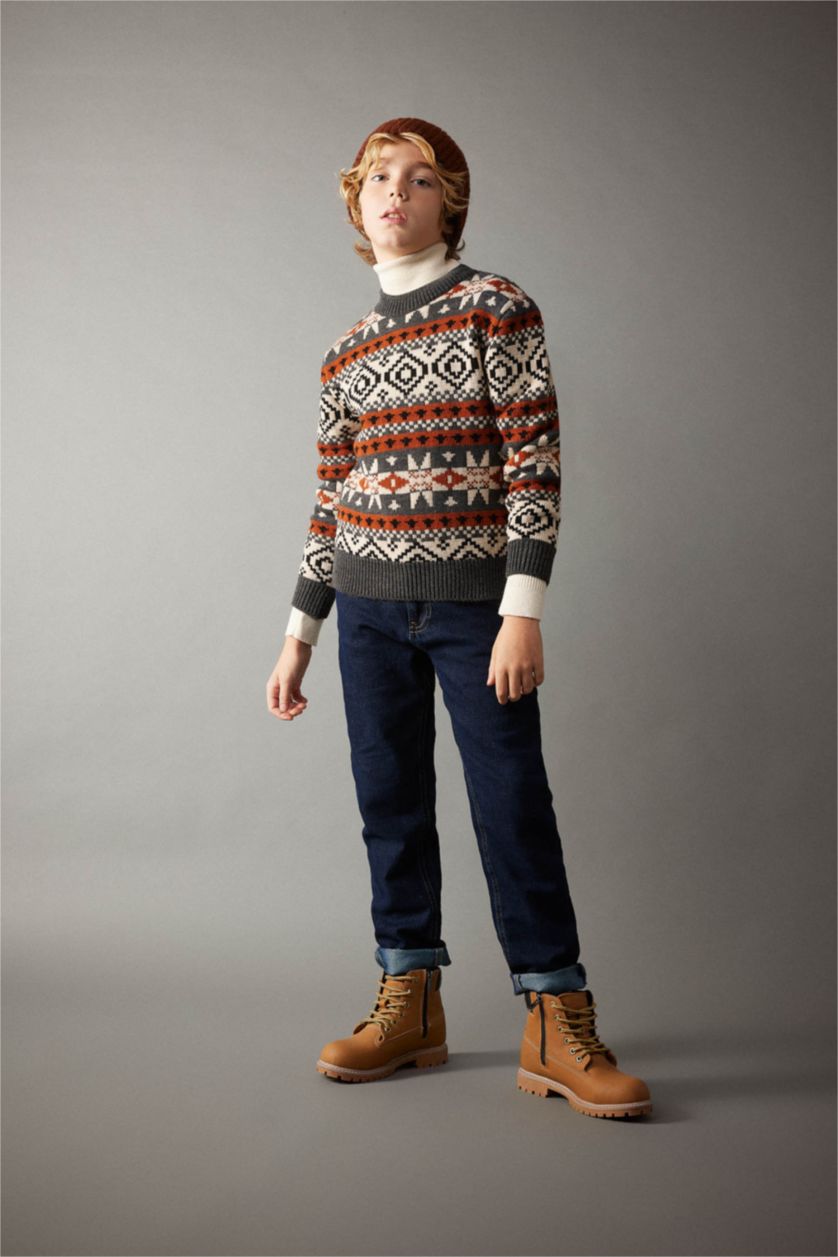 Хлопчачий Антра-меланж Пуловер стандартного крою з круглим вирізом трикотажний для хлопчиків