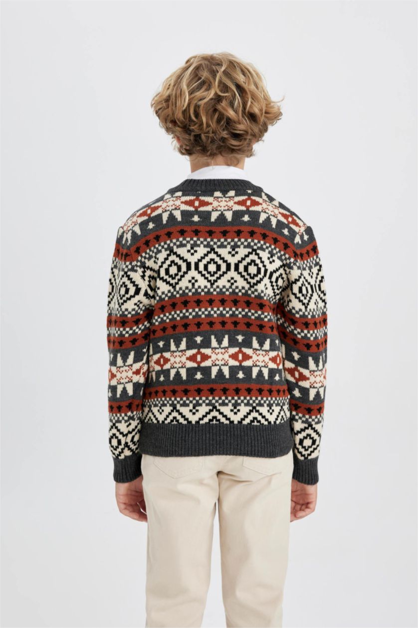 Хлопчачий Антра-меланж Пуловер стандартного крою з круглим вирізом трикотажний для хлопчиків