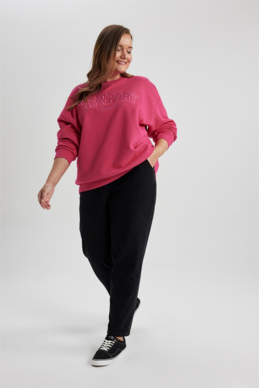 حريمي أسود بنطلون جينز بيبرباج بخصر عادي