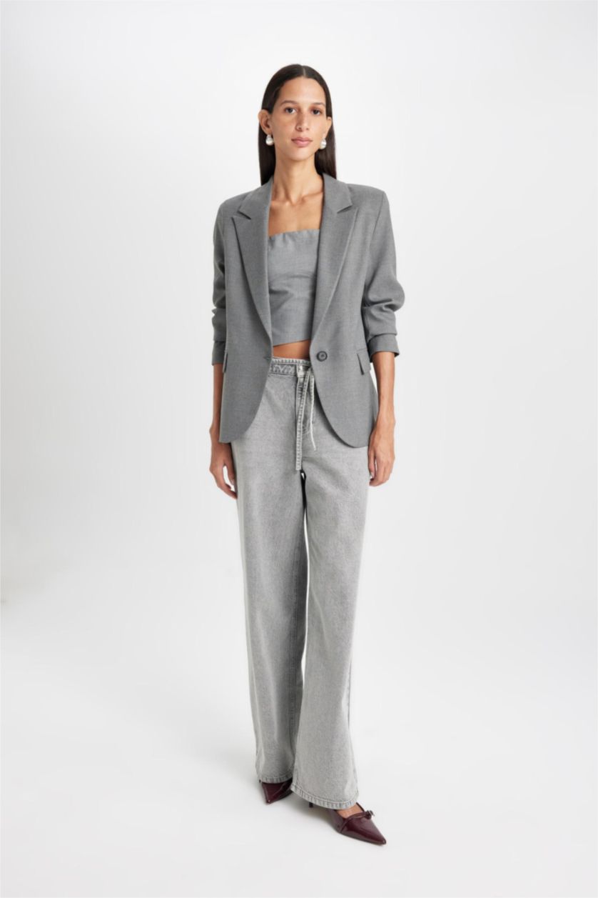 WOMAN Grey Melange Oversize Fit Blazer