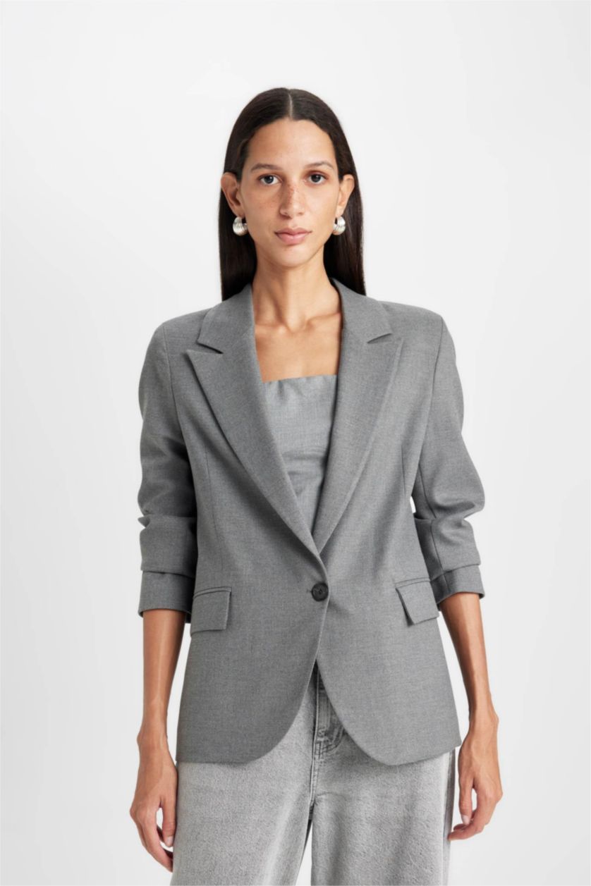 WOMAN Grey Melange Oversize Fit Blazer